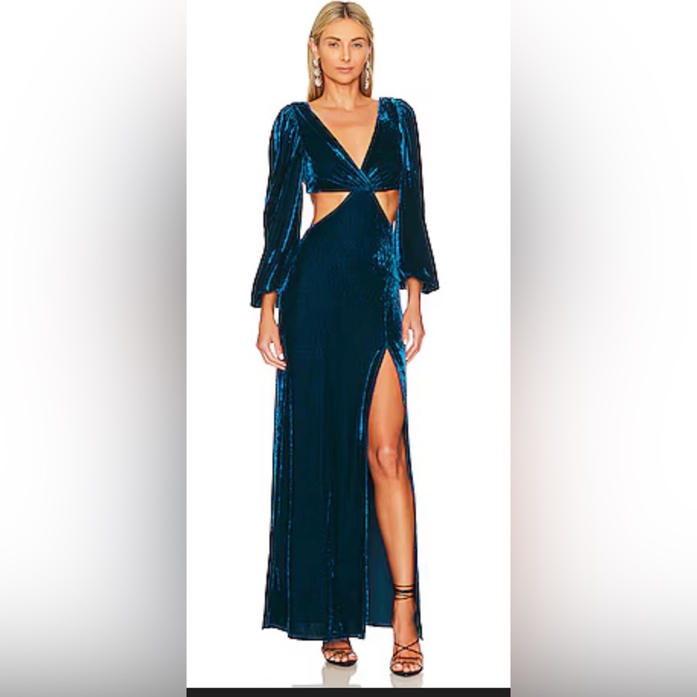 Tularosa Teal Velvet Dress - Leona